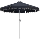  Meridian Amalfi Black Water Resistant Fabric And Aluminum Patio Umbrella with Base Set IMAGE 3