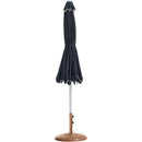  Meridian Amalfi Black Water Resistant Fabric And Aluminum Patio Umbrella with Base Set IMAGE 11
