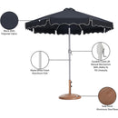  Meridian Amalfi Black Water Resistant Fabric And Aluminum Patio Umbrella with Base Set IMAGE 17