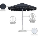  Meridian Amalfi Black Water Resistant Fabric And Aluminum Patio Umbrella with Base Set IMAGE 17