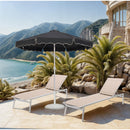  Meridian Amalfi Black Water Resistant Fabric And Aluminum Patio Umbrella with Base Set IMAGE 2