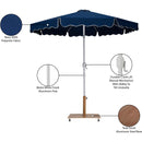  Meridian Amalfi Navy Water Resistant Fabric And Aluminum Patio Umbrella with Base Set IMAGE 19