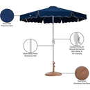  Meridian Amalfi Navy Water Resistant Fabric And Aluminum Patio Umbrella with Base Set IMAGE 17