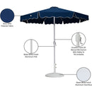  Meridian Amalfi Navy Water Resistant Fabric And Aluminum Patio Umbrella with Base Set IMAGE 17