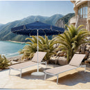  Meridian Amalfi Navy Water Resistant Fabric And Aluminum Patio Umbrella with Base Set IMAGE 2