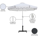  Meridian Amalfi White Water Resistant Fabric And Aluminum Patio Umbrella with Base Set IMAGE 19