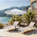  Meridian Amalfi White Water Resistant Fabric And Aluminum Patio Umbrella with Base Set IMAGE 2