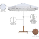  Meridian Amalfi White Water Resistant Fabric And Aluminum Patio Umbrella with Base Set IMAGE 19