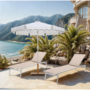  Meridian Amalfi White Water Resistant Fabric And Aluminum Patio Umbrella with Base Set IMAGE 2