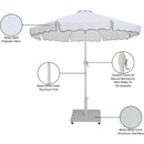  Meridian Amalfi White Water Resistant Fabric And Aluminum Patio Umbrella with Base Set IMAGE 19