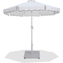  Meridian Amalfi White Water Resistant Fabric And Aluminum Patio Umbrella with Base Set IMAGE 1