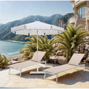  Meridian Amalfi White Water Resistant Fabric And Aluminum Patio Umbrella with Base Set IMAGE 2