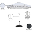  Meridian Amalfi White Water Resistant Fabric And Aluminum Patio Umbrella with Base Set IMAGE 17