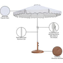  Meridian Amalfi White Water Resistant Fabric And Aluminum Patio Umbrella with Base Set IMAGE 17