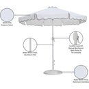  Meridian Amalfi White Water Resistant Fabric And Aluminum Patio Umbrella with Base Set IMAGE 17
