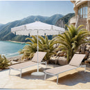  Meridian Amalfi White Water Resistant Fabric And Aluminum Patio Umbrella with Base Set IMAGE 2