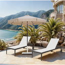  Meridian Amalfi Beige Water Resistant Fabric And Aluminum Patio Umbrella with Base Set IMAGE 2