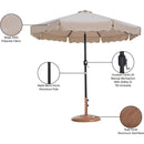  Meridian Amalfi Beige Water Resistant Fabric And Aluminum Patio Umbrella with Base Set IMAGE 17