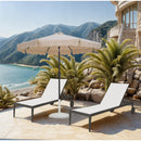  Meridian Amalfi Beige Water Resistant Fabric And Aluminum Patio Umbrella with Base Set IMAGE 2