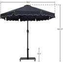  Meridian Amalfi Black Water Resistant Fabric And Aluminum Patio Umbrella with Base Set IMAGE 18
