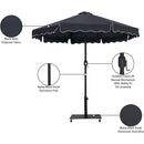 Meridian Amalfi Black Water Resistant Fabric And Aluminum Patio Umbrella with Base Set IMAGE 19