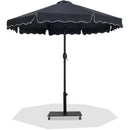  Meridian Amalfi Black Water Resistant Fabric And Aluminum Patio Umbrella with Base Set IMAGE 1