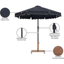  Meridian Amalfi Black Water Resistant Fabric And Aluminum Patio Umbrella with Base Set IMAGE 19