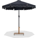  Meridian Amalfi Black Water Resistant Fabric And Aluminum Patio Umbrella with Base Set IMAGE 1