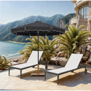  Meridian Amalfi Black Water Resistant Fabric And Aluminum Patio Umbrella with Base Set IMAGE 2