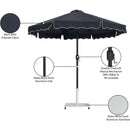  Meridian Amalfi Black Water Resistant Fabric And Aluminum Patio Umbrella with Base Set IMAGE 19