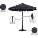  Meridian Amalfi Black Water Resistant Fabric And Aluminum Patio Umbrella with Base Set IMAGE 17