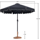  Meridian Amalfi Black Water Resistant Fabric And Aluminum Patio Umbrella with Base Set IMAGE 16