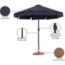  Meridian Amalfi Black Water Resistant Fabric And Aluminum Patio Umbrella with Base Set IMAGE 17
