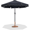  Meridian Amalfi Black Water Resistant Fabric And Aluminum Patio Umbrella with Base Set IMAGE 1