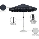  Meridian Amalfi Black Water Resistant Fabric And Aluminum Patio Umbrella with Base Set IMAGE 17
