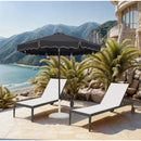  Meridian Amalfi Black Water Resistant Fabric And Aluminum Patio Umbrella with Base Set IMAGE 2
