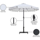  Meridian Amalfi White Water Resistant Fabric And Aluminum Patio Umbrella with Base Set IMAGE 19