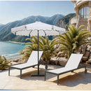  Meridian Amalfi White Water Resistant Fabric And Aluminum Patio Umbrella with Base Set IMAGE 2