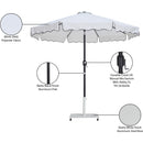  Meridian Amalfi White Water Resistant Fabric And Aluminum Patio Umbrella with Base Set IMAGE 19