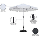  Meridian Amalfi White Water Resistant Fabric And Aluminum Patio Umbrella with Base Set IMAGE 17