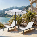  Meridian Amalfi White Water Resistant Fabric And Aluminum Patio Umbrella with Base Set IMAGE 2