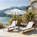  Meridian Amalfi White Water Resistant Fabric And Aluminum Patio Umbrella with Base Set IMAGE 2