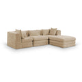  Meridian Stellar 114" Beige Chenille Fabric Upholstered 4 pc Modular Sectional IMAGE 1