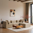  Meridian Stellar 114" Beige Chenille Fabric Upholstered 4 pc Modular Sectional IMAGE 2