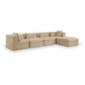  Meridian Stellar 152" Beige Chenille Fabric Upholstered 5 pc Modular Sectional IMAGE 1