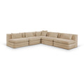  Meridian Stellar 114" Beige Chenille Fabric Upholstered 5 pc Modular Sectional IMAGE 1