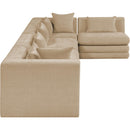  Meridian Stellar 152" Beige Chenille Fabric Upholstered 5 pc Modular Sectional IMAGE 4