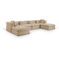  Meridian Stellar 152" Beige Chenille Fabric Upholstered 6 pc Modular Sectional IMAGE 1