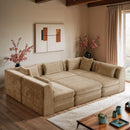  Meridian Stellar 114" Beige Chenille Fabric Upholstered 6 pc Modular Sectional IMAGE 2