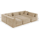  Meridian Stellar 114" Beige Chenille Fabric Upholstered 6 pc Modular Sectional IMAGE 8